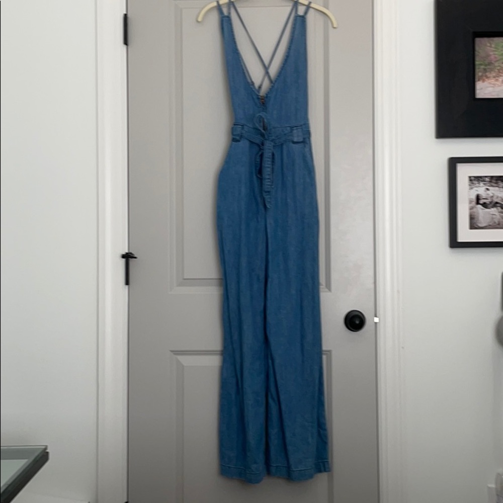 Free People strappy Jean overalls. Size 0.